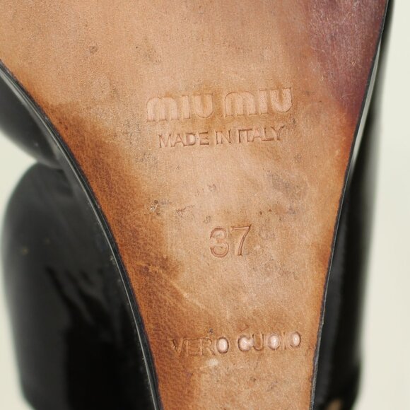 Miu Miu Patent Leather Slingback Peep Toe Wedges (EU 37 - US 6.5) - Picture 8 of 8